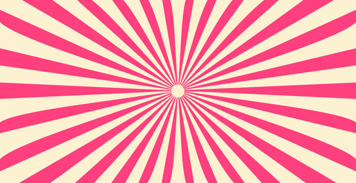 Radial sunburst background. Vintage wallpaper with rays in circus style, vector illustration