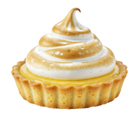 Lemon tart with meringue , isolated on transparent background, png