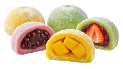 Japanese mochi with fruit filling , isolated on transparent background, png