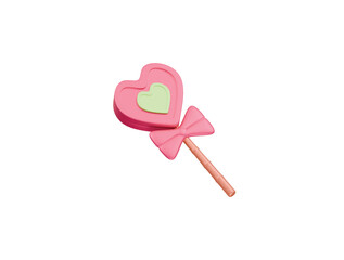 heart lollipop icon 3d illustration render