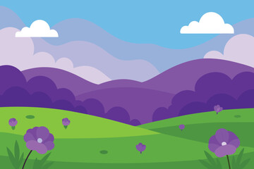 Fototapeta premium A serene landscape with rolling hills, lush fields, and a peaceful sky creating a picturesque and inviting natural environment