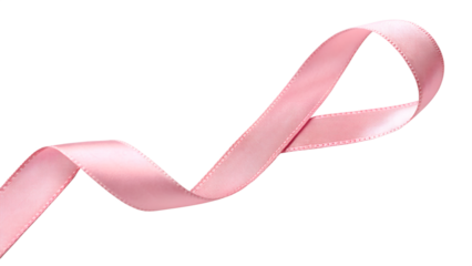 Elegant pink ribbon for breast cancer awareness, isolated on transparent background
