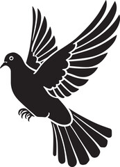A silhouette of a dove flying with an olive branch in its beak, symbolizing peace and harmony