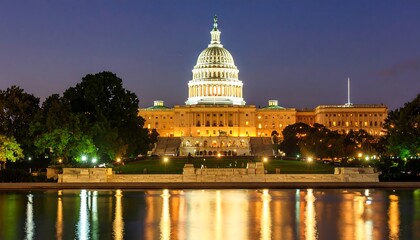 Fototapeta premium Illuminated Capitol Building at Night (1)