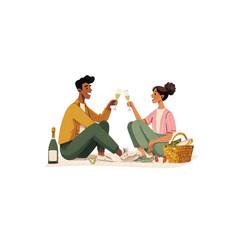 Romantic Couple Enjoying a Champagne Picnic