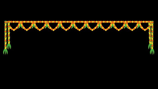 Animated Marigold Flower Garland Alpha Clip