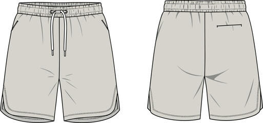Men's Sweat Shorts Fashion Flat   Vector Apparel Technical Drawing   © Best_Design