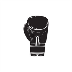A Black Boxing Glove Isolated on White Showcasing Fitness Gear and Martial Arts Equipment for Combat Sports and Protection