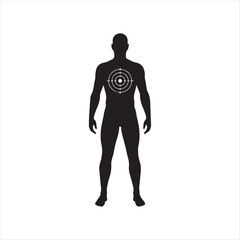 Human Target Silhouette Depicts Vulnerability and Risk a Powerful Visual Metaphor with Focus on Central Chest Area
