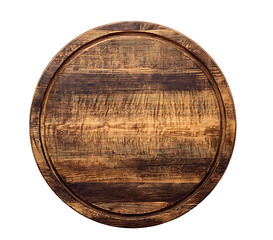 Rustic round wooden sign, isolated, blank, background white, mockup
