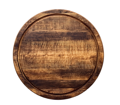 Rustic round wooden sign, isolated, blank, background white, mockup
