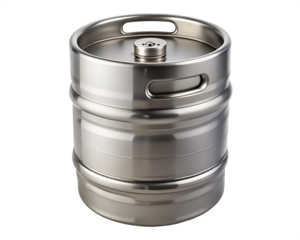 Stainless Steel Beer Keg on Transparent Background barrel metal isolated on a transparent background