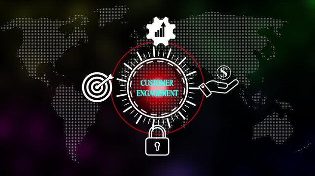 Project management "CUSTOMER ENGAGEMENT" concept. Internet, business, Technology and network concept. "CUSTOMER ENGAGEMENT"system concept global network. Business Technology on a world background.