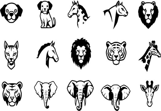 Animals logos collection. Animal logo set. Isolated on White background
