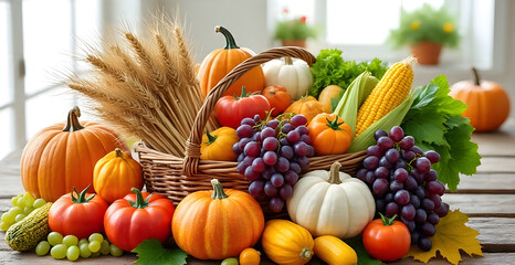 A bountiful harvest basket overflowing 