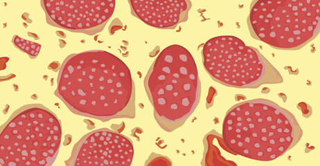 A full-screen background illustration of pizza