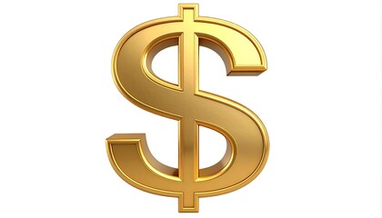 Obraz premium A gold dollar sign symbol stands out against a plain white backdrop.