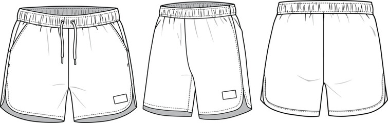 Athletic Drawstring Shorts | Vector Fashion Flat Template