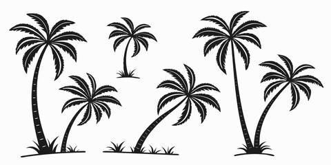 Collection of Black Silhouette Palm Trees