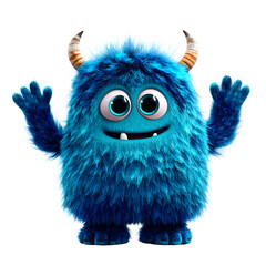 Fototapeta premium Cute Blue Monster Cartoon Character Isolated