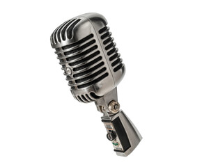 Fototapeta premium Vintage microphone design for music events and performances on a transparent background, cut out