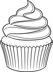 Flat vector illustration of a sweet dessert cupcake with creamy frosting, ideal for bakery, birthday, and food-related concepts