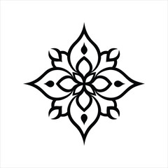 Decorative Mandala Tattoo Vector Line Illustration