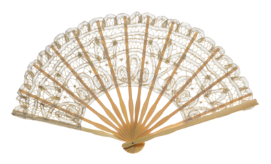Brown lace fan isolated on white background