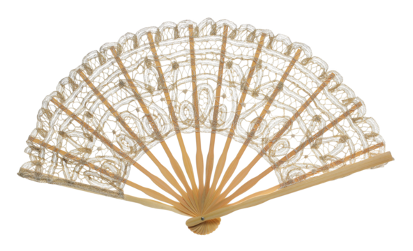 Brown lace fan isolated on white background