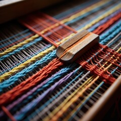 Vibrant Threads on a Loom in Action