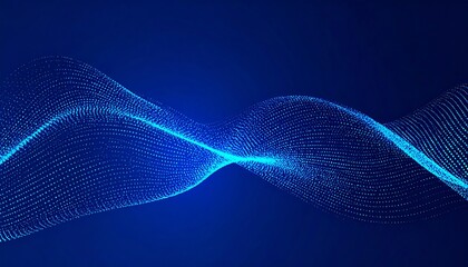 Entrancing azure wave composed of luminous particles, evoking technology and flowing rhythm of light