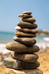 stack of stones on beach