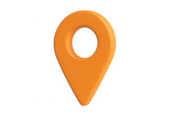 Orange 3d pin icon marking location on a transparent background, perfect for indicating points of interest on maps and navigation systems