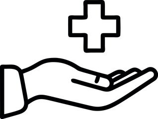 Medical cross in hand icon