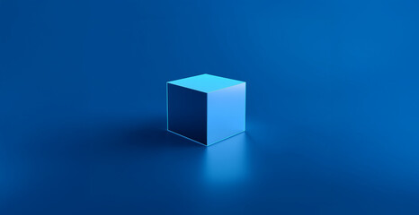 Blue cube on blue background