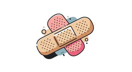 Cartoon style illustration of two crisscrossed adhesive bandages for wound care and protection, with a minimalist background
