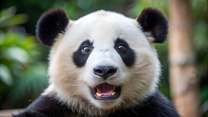 Surprised giant panda bear face