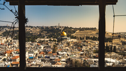 Obraz premium Temple Mount and Dome of the Rock, Jerusalem Old City Panorama