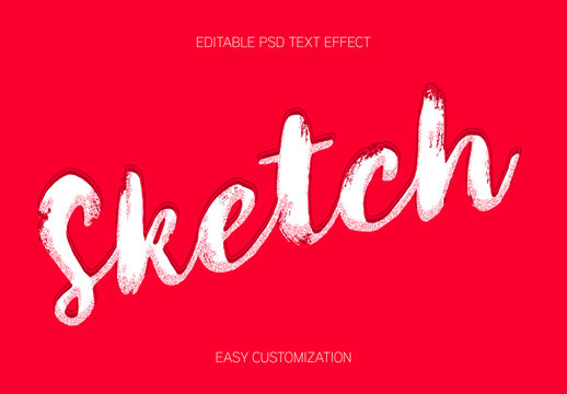 White Brush Font Sketch Script Grunge Text Effect