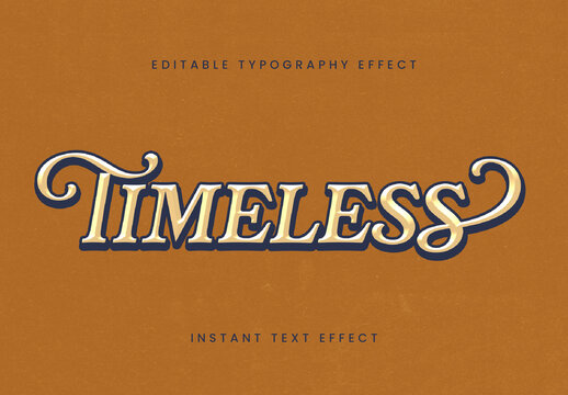 Gold And Blue Vintage Font Retro Elegant Classic Text Effect