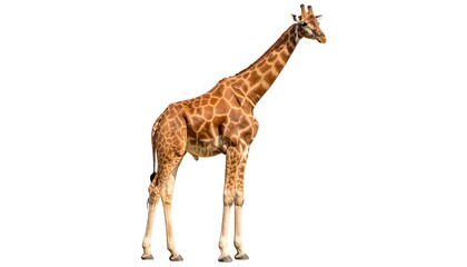 Giraffe standing against white background