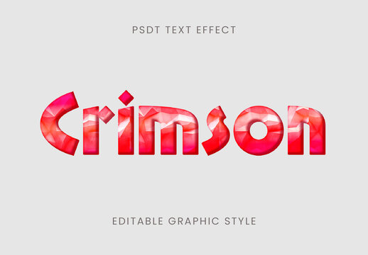 Red Ruby 3D Font Gemstone Polygon Bold Text Effect
