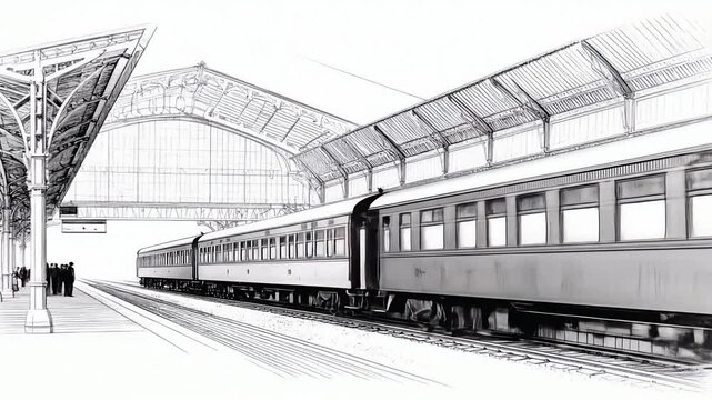 Vintage steam train departure illustration