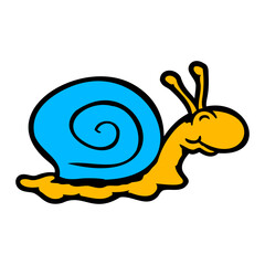 Snail shell Slug smiles cute happy cartoon comic