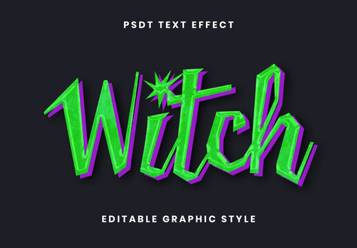 Green And Purple Halloween Font Witch Spooky Bold Text Effect