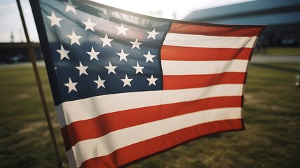 Fototapeta premium American flag waving in the wind usa flag stars and stripes