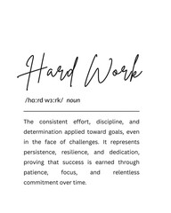 Hard Work Definition – Printable Wall Art, Motivational Quote Poster, Office Decor, Digital Download, Gift for Student or Colleague