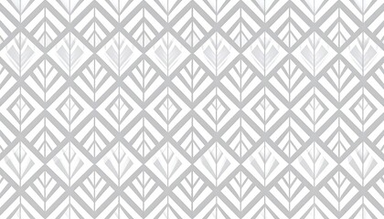 Elegant art deco seamless pattern in white and light grey, geometric design