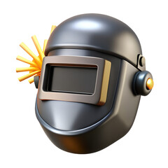Fototapeta premium Black 3D Cartoon Welding Mask Helmet Icon for Workshop