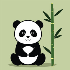 Minimalist Silhouette of a Baby Panda Cub Vector Illustration Design
